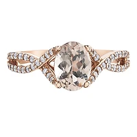 BAGUE EN OR 10K MORGANITE  DIAMANT