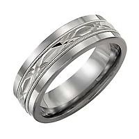 TUNGSTEN 10K WHITE GOLD RING 7MM