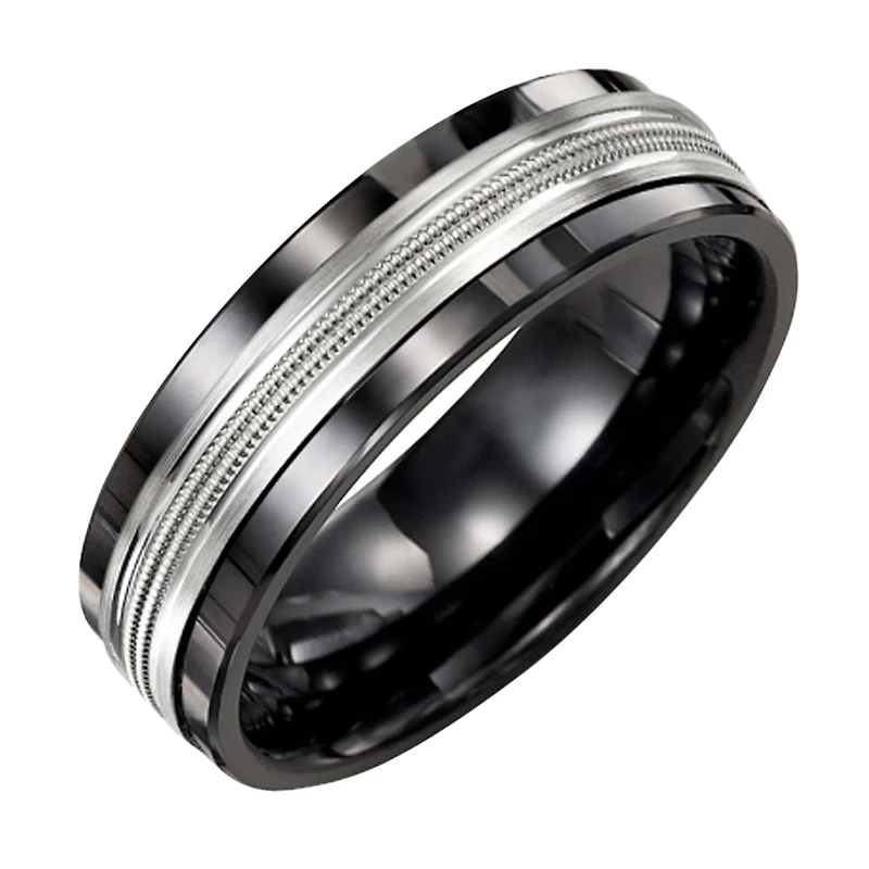 JONC CÉRAMIQUE OR 10K HOMME 7MM