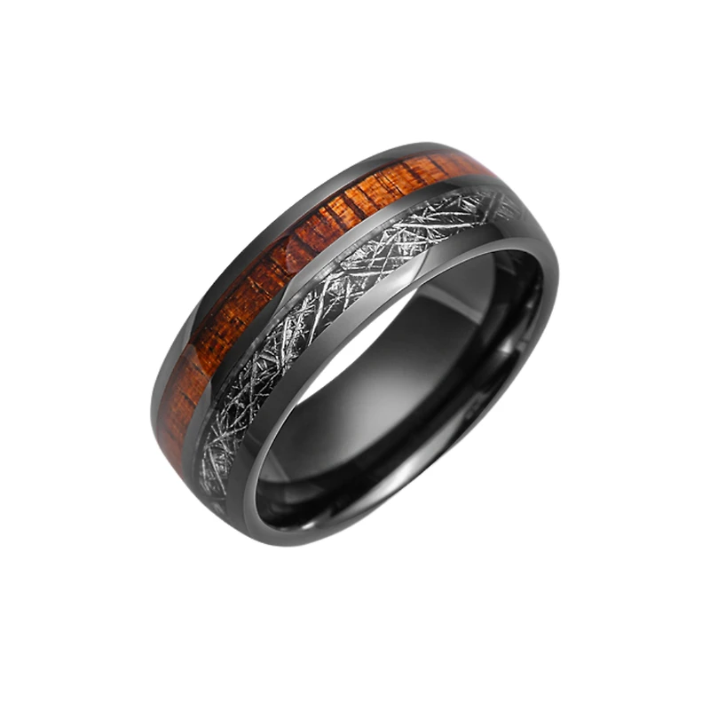 8mm ceramic and koa wood band