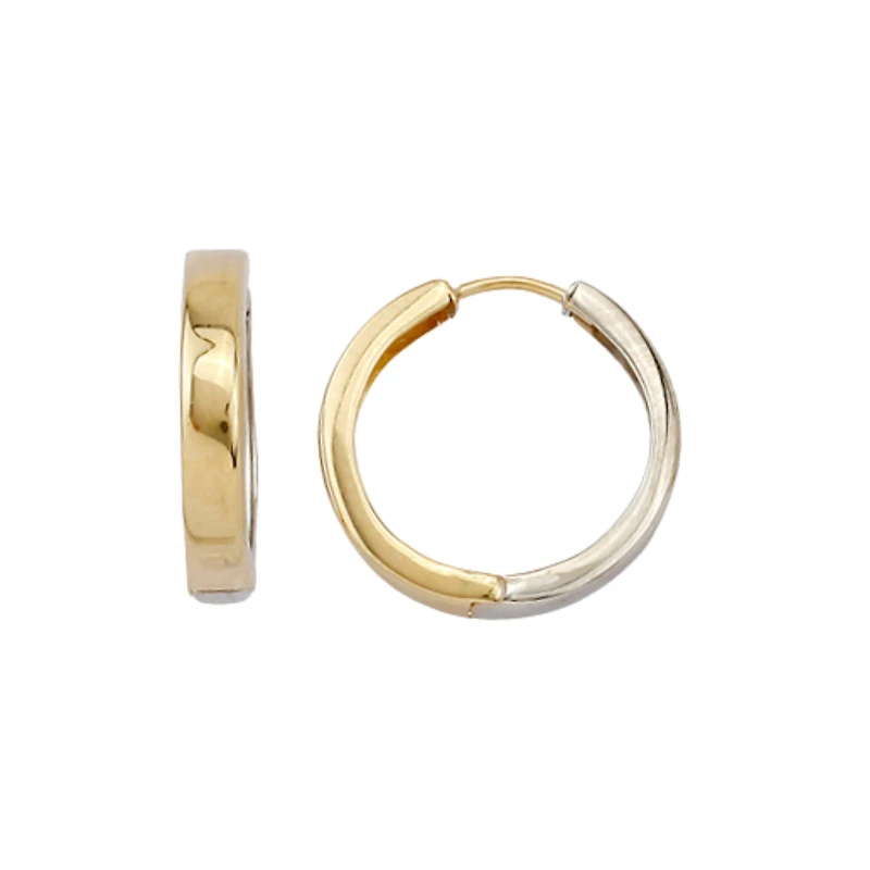 10k 2 tone gold hoops - 18x3mm