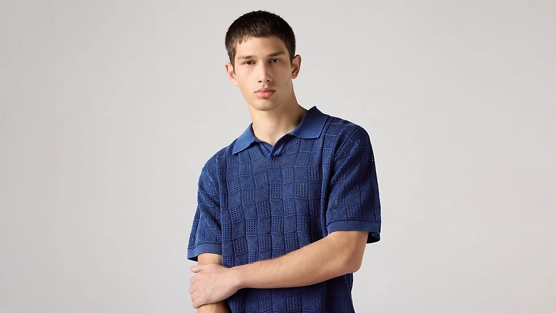 Open Collar Sweater Polo