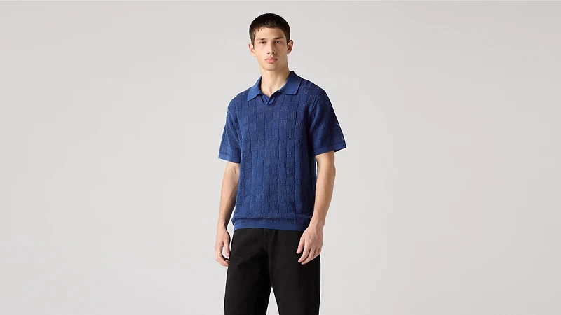 Open Collar Sweater Polo