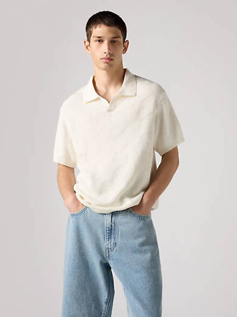 Open Collar Sweater Polo