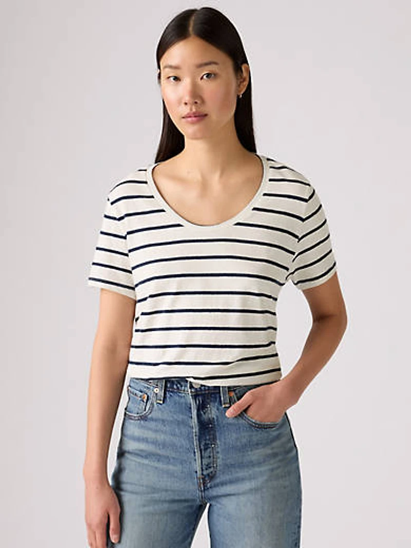 Bridget Cotton Linen Short Sleeve T-Shirt