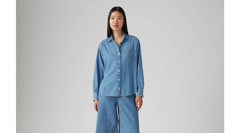 Harlie Boyfriend Linen+ Denim Shirt