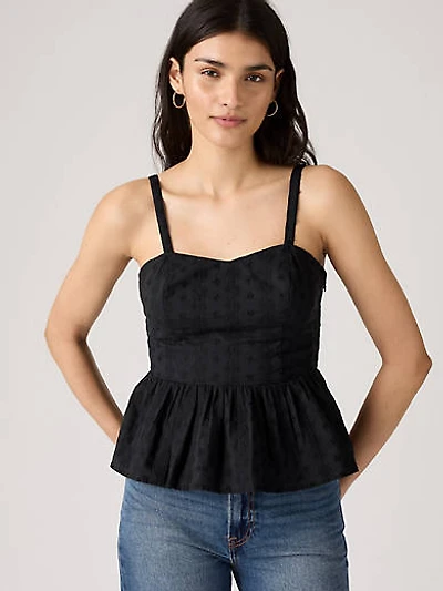 Lula Eyelet Peplum Tank Top