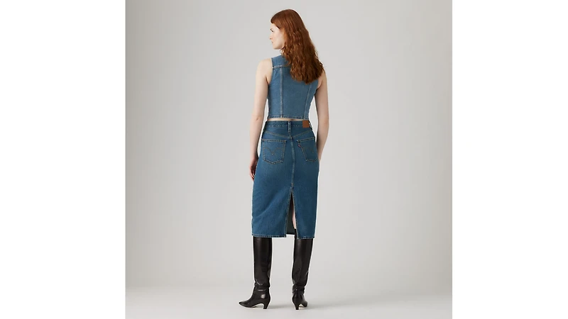 High Rise Back Slit Skirt
