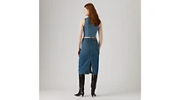 High Rise Back Slit Skirt