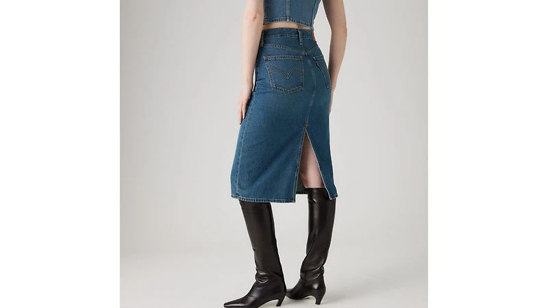 High Rise Back Slit Skirt