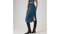 High Rise Back Slit Skirt