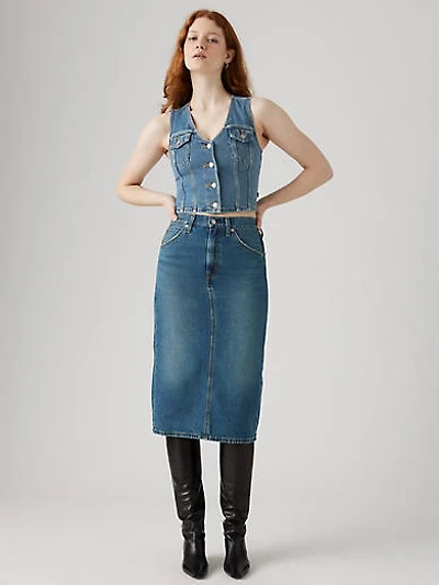 High Rise Back Slit Skirt
