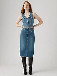 High Rise Back Slit Skirt