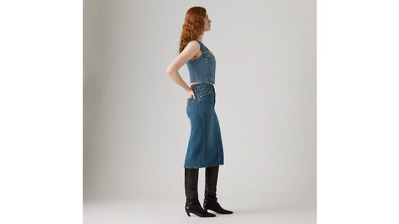 High Rise Back Slit Skirt