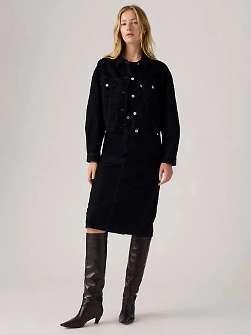 High Rise Back Slit Skirt