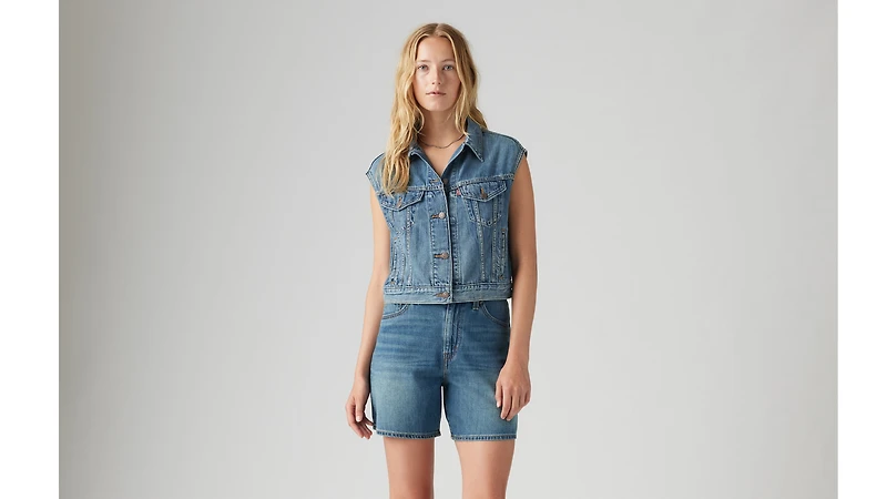 Shrunken '90s Linen+ Denim Lightweight Vest