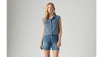 Shrunken '90s Linen+ Denim Lightweight Vest