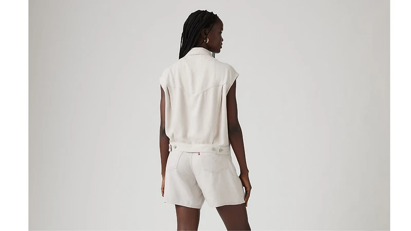 Shrunken '90s Linen Blend Lightweight Vest
