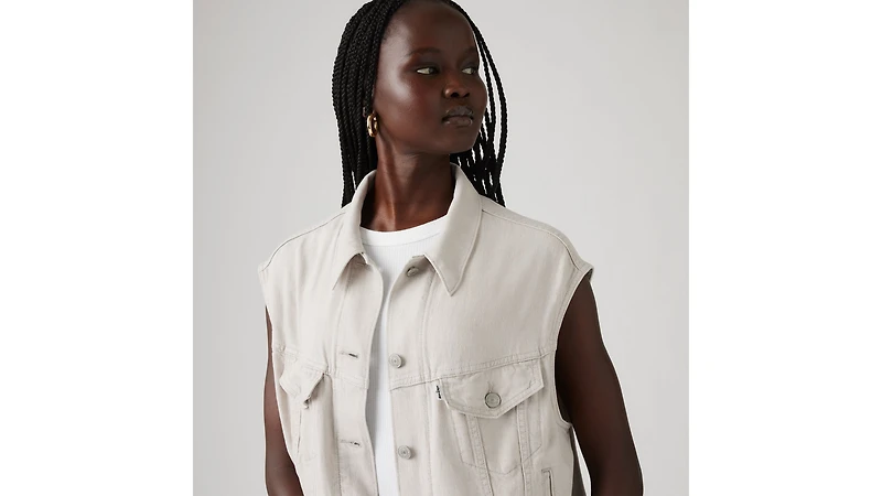 Shrunken '90s Linen Blend Lightweight Vest