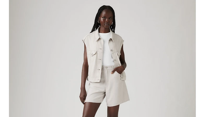 Shrunken '90s Linen Blend Lightweight Vest