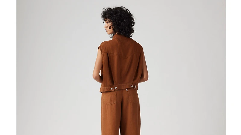 Shrunken '90s Linen Blend Lightweight Vest