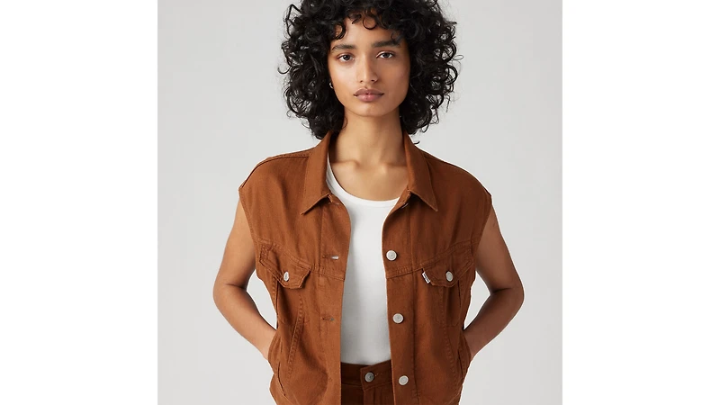 Shrunken '90s Linen Blend Lightweight Vest