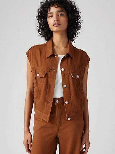 Shrunken '90s Linen Blend Lightweight Vest