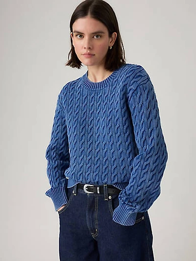 Boyfriend Cable Crewneck Pullover