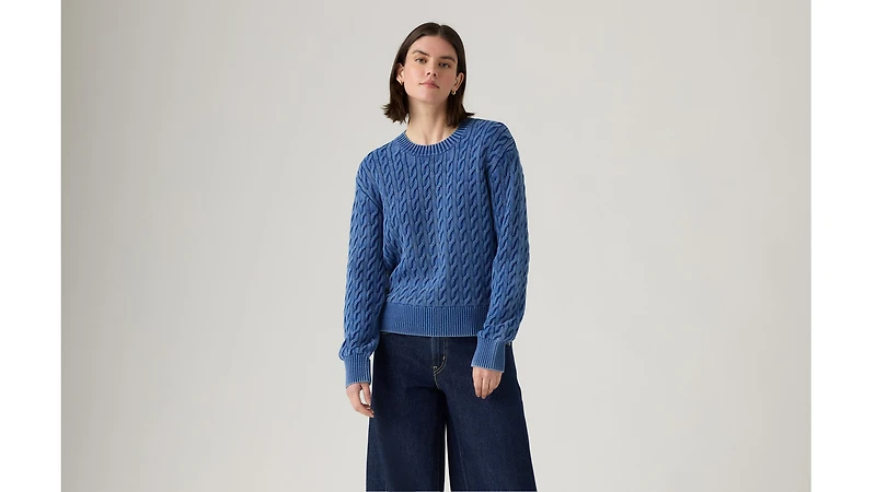 Boyfriend Cable Crewneck Pullover