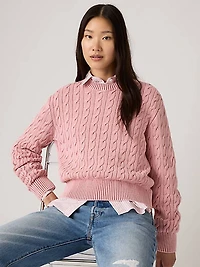 Boyfriend Cable Crewneck Pullover