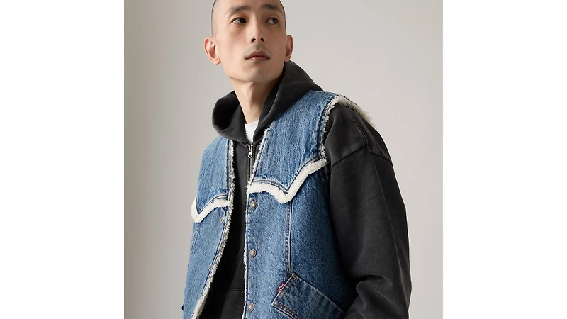 Western Denim Sherpa Vest
