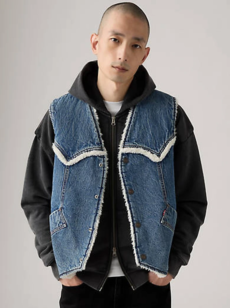 Western Denim Sherpa Vest