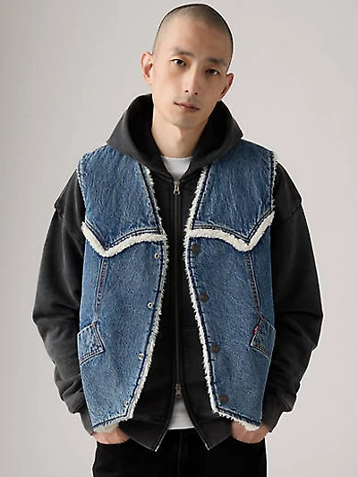 Western Denim Sherpa Vest