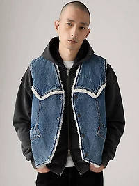 Western Denim Sherpa Vest