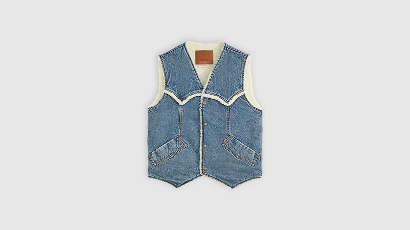Western Denim Sherpa Vest