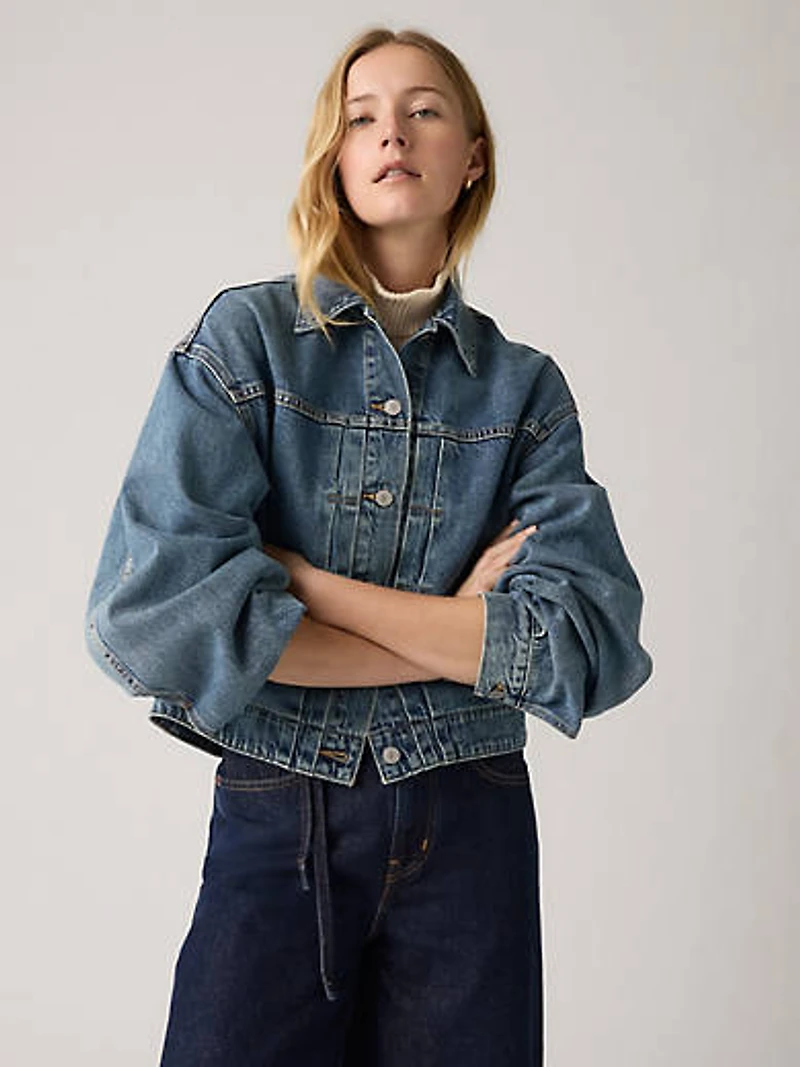 Balloon Sleeve Trucker Jacket