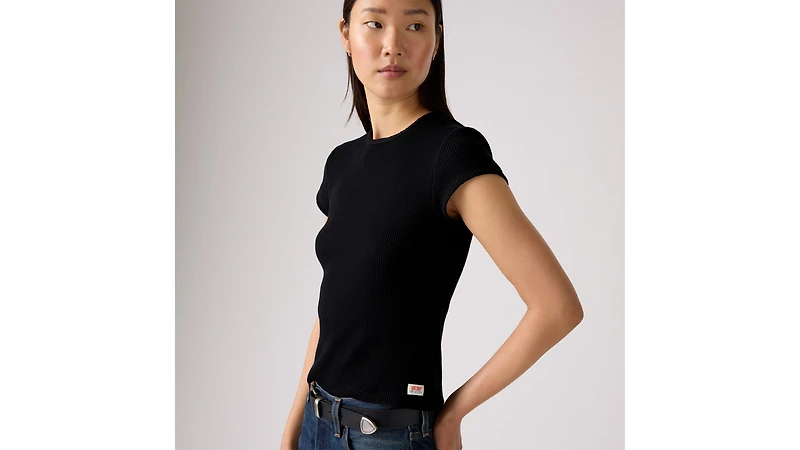 Dry Goods Waffle Cap-Sleeve Tee