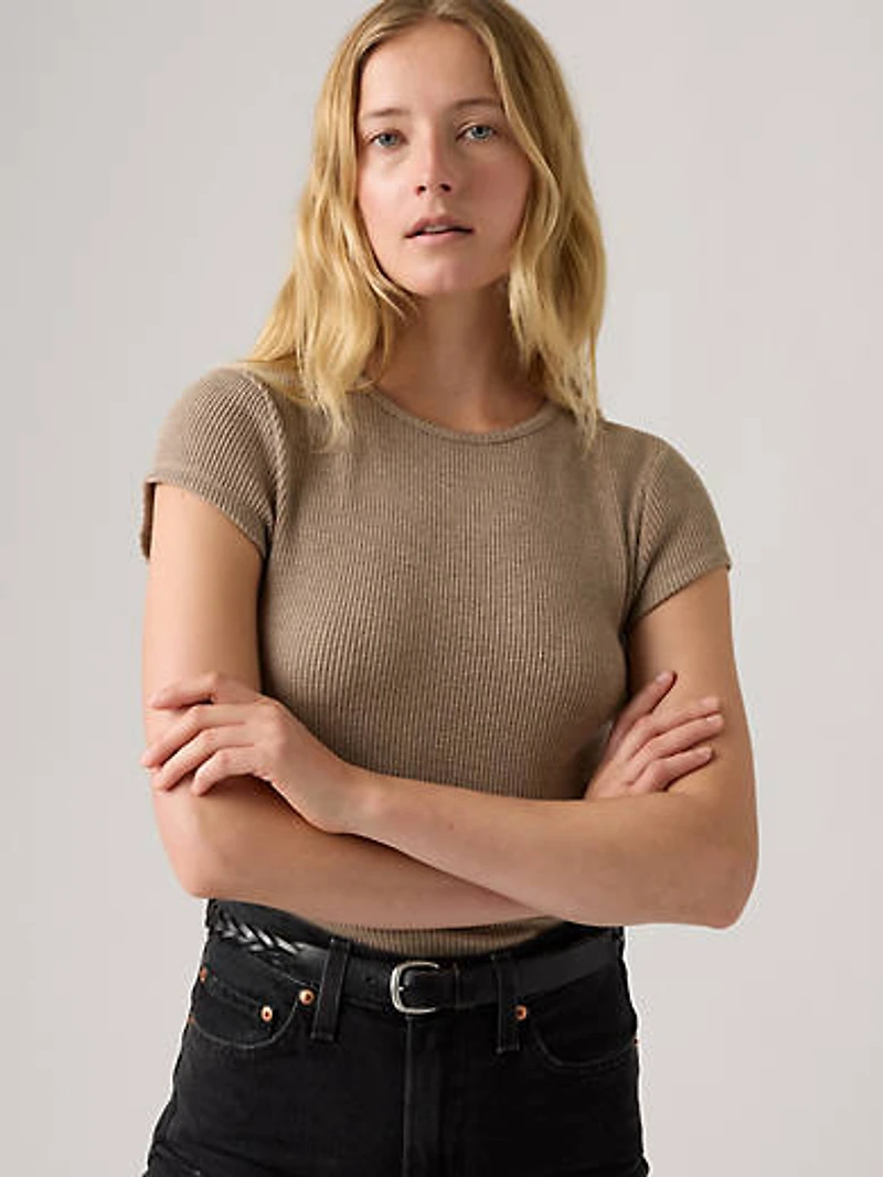 Dry Goods Waffle Cap-Sleeve Tee