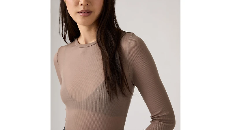 Sheer Long-Sleeve Layering Top