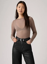 Sheer Long-Sleeve Layering Top
