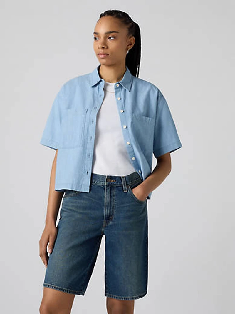 Harlie Short-Sleeve Cropped Shirt