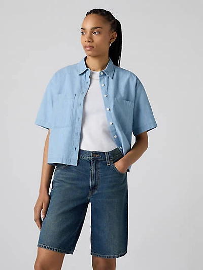 Harlie Short-Sleeve Cropped Shirt