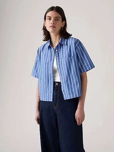 Harlie Short-Sleeve Cropped Shirt
