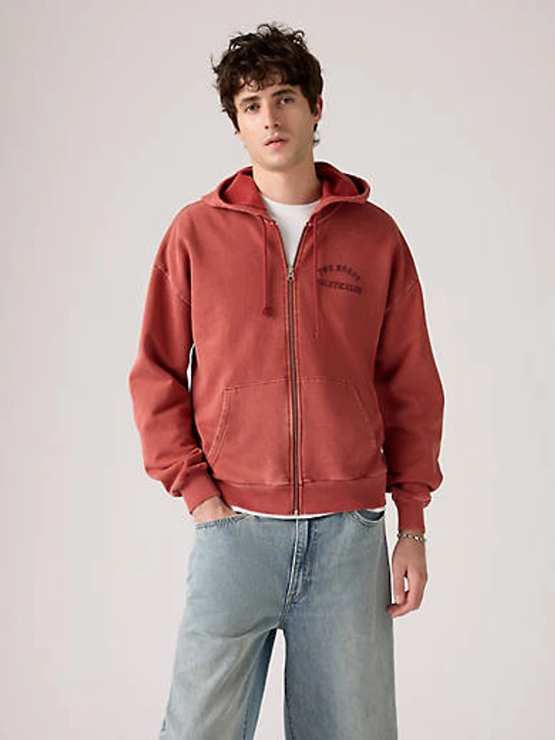 Two Horse Boxy Zip Up Hoodie Sweatshirt