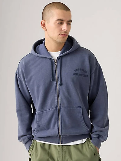 Two Horse Boxy Zip Up Hoodie Sweatshirt