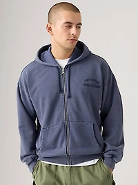 Two Horse Boxy Zip Up Hoodie Sweatshirt
