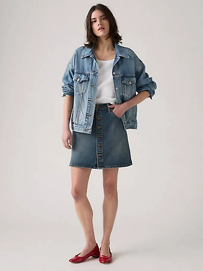 Retro Button Front Skirt