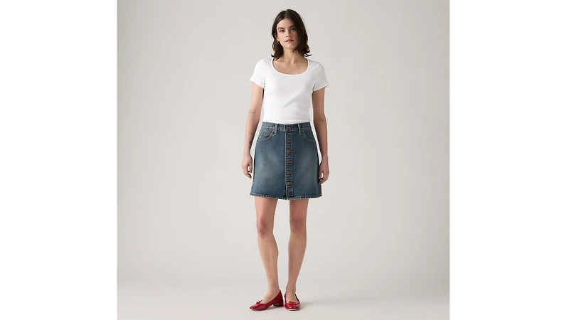 Retro Button Front Skirt