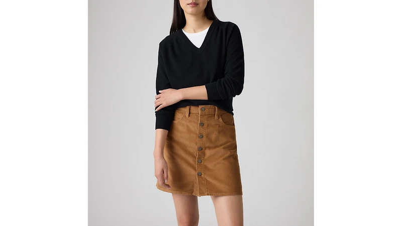 Retro Button Front Skirt