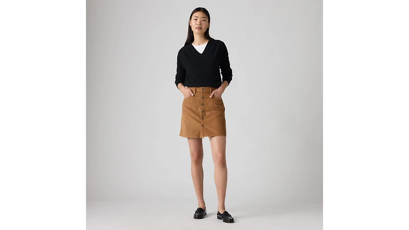 Retro Button Front Skirt